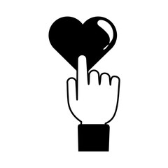 hand touching love heart romantic passion feeling linear style icon
