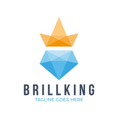 Simple geometric elegant diamond crystal gem and crown logo design vector. universal premium brand template. beauty industry.