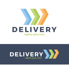 Delivery three Arrow vector Logo. Colorful line style. Agency, logistic.