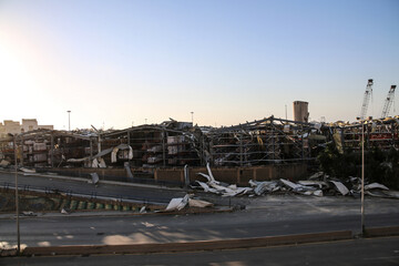 Beirut destruction after the tragic explosion happened in Port of Beirut on August 4, 2020: Beirut Downtown