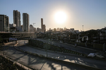 Fototapeta premium Beirut destruction after the tragic explosion happened in Port of Beirut on August 4, 2020: Beirut Downtown