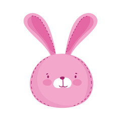 Fototapeta premium kids toys head pink bunny cartoon isolated icon design white background