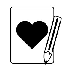 paper and pencil message feeling letter love heart romantic linear style icon