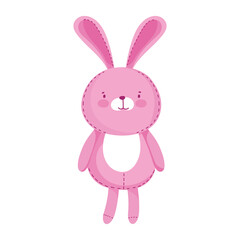 kids toys cute pink rabbit cartoon isolated icon design white background