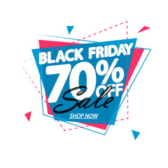 Black Friday Sale 70% off, banner design template, vector illustration