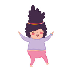 little cute girl black hair cartoon isolated icon design white background