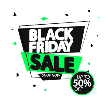 Black Friday Sale up to 50% off, banner design template, vector illustration