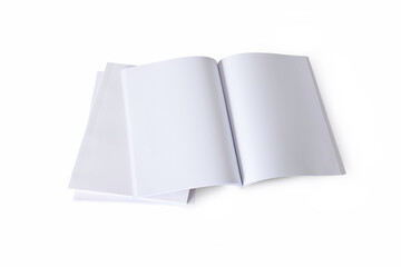 blank open book,magazine brochure on white background.