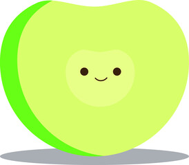 simple vector eps illustration of a green apple with simple shadows on a white background