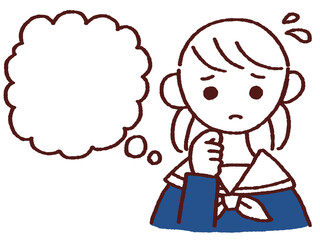 心配そうな顔をしながら考える女の子 吹き出し