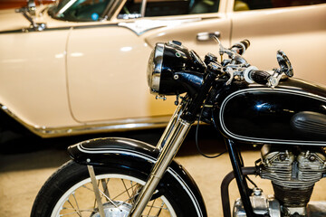 black retro motorcycle. side view