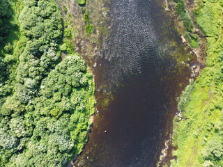 top view, river flows, aerial photography