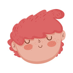 face close eyes boy cartoon character isolated icon design white background
