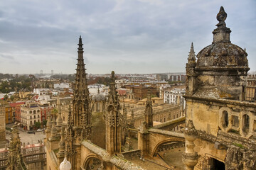 Scenery and sky viewed from the observatory of the Spanish cathedral during winter