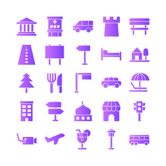 City icon set vector gradient for website, mobile app, presentation, social media. Suitable for user interface and user experience