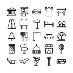 City icon set vector line for website, mobile app, presentation, social media. Suitable for user interface and user experience.