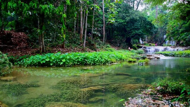 4K video of Than Sawan waterfall in Doi Phu Nang national park, Phayao province.