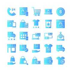 Ecommerce icon set vector gradient for website, mobile app, presentation, social media. Suitable for user interface and user experience