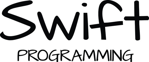  Programming text. Only one single word. Printable graphic tee. Design doodle for print. Vector illustration. Colorful. Hand drawn calligraphy style. Black and white