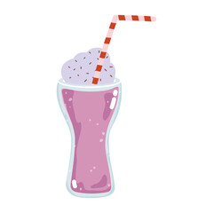 fast food milkshake with straw isolated icon white background