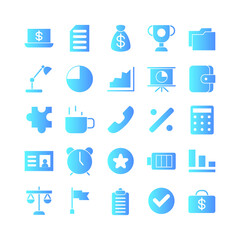 Office icon set vector gradient for website, mobile app, presentation, social media. Suitable for user interface and user experience