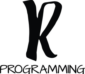 Programming text. Only one single word. Printable graphic tee. Design doodle for print. Vector illustration. Colorful. Hand-drawn calligraphy style. Black and white