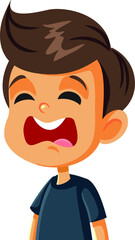 Unhappy Crying Boy Vector Cartoon Character