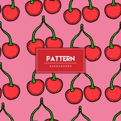 Seamless pattern cherry fruit hand drawn vector illustration