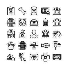 Veterinarian icon set vector line for website, mobile app, presentation, social media. Suitable for user interface and user experience.