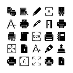 Printing icon set vector solid for website, mobile app, presentation, social media. Suitable for user interface and user experience.