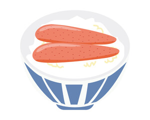 ご飯とめんたいこのベクターイラスト　辛子明太子　