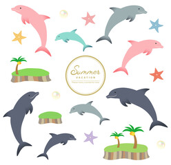 イルカと海のバラエティ素材セット