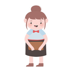 waitress woman with brochure cartoon character isolated icon design