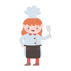 chef with apron and spatula cartoon character isolated icon design