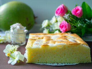 Fototapeta na wymiar Soft sweet cake look delicious ready for eat 