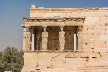 the Erechtheion in Athens at summer from close