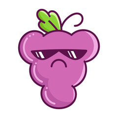 kawaii angry sunglasses grape cartoon illustration