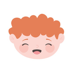 happy face boy curly hair cartoon character isolated icon design white background