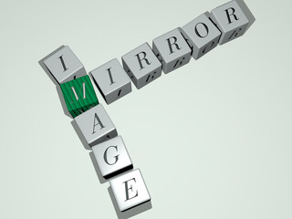 combination of MIRROR IMAGE built by cubic letters from the top perspective, excellent for the concept presentation. background and illustration