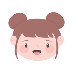 cute face girl cartoon portrait isolated icon design white background