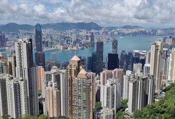 Fototapeta na wymiar Hong Kong's Iconic Skyline Viewed From the Peak