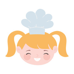 chef blonde girl face with hat cartoon character isolated icon design