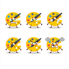 Color palette cartoon character with various angry expressions