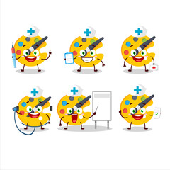 Doctor profession emoticon with color palette cartoon character