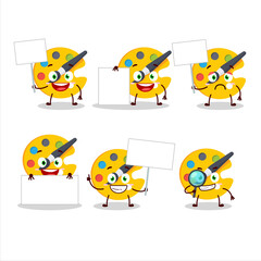 Obraz premium Color palette cartoon character bring information board