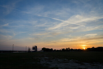 rowing course of Velence water sports school in Lake Velence at sunset