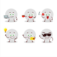 Volley ball cartoon character with various types of business emoticons