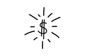 dollar money sign symbol with doodle hand drawn style vector illustration