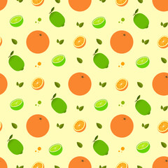 seamless pattern with oranges and lemons