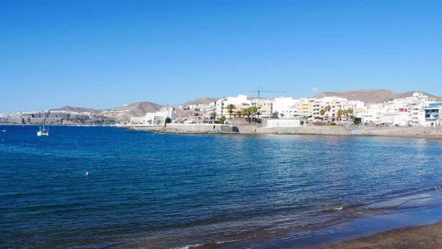 Nice beach of Arguineguin, Canary Islands. The town with the best weather in all Spanish territory.